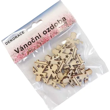 Vánoční dekorace Dřevěný výsek anděl - 12 ks