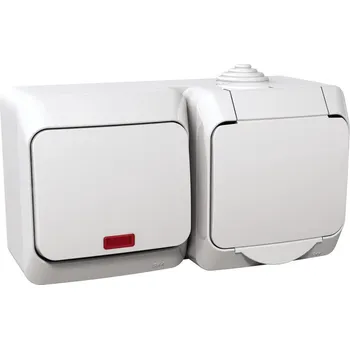 přepínač Schneider Electric WDE000505 Cedar Plus IP44 - Zásuvka SCHUKO 230V 16A a přepínač střídavý s orientační kontrolkou řazení 6So, b