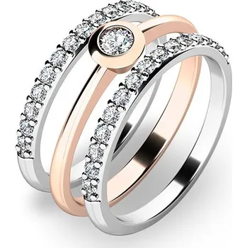 Prsten Zásnubní prsten zlato mix 585/1000 zirkon set zásnubních 10807-SET02-RB velikost 55