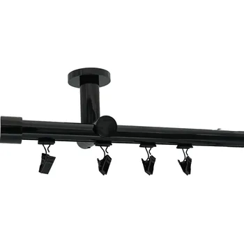 Garnýž Kovovégarnýže.cz Stropní garnýž Rullo broadway 19 mm černá lesklá Varianta jednořadá nebo dvouřadá: Dvouřadá, Uchycení látky: jezdec s kovovou žabkou, Délka garnýže Broadway: 320 cm
