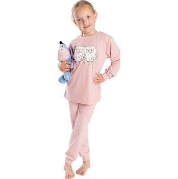 Bettymode Dětské pyžamo SOVIČKY PASTELOVÁ dlouhý rukáv, 110