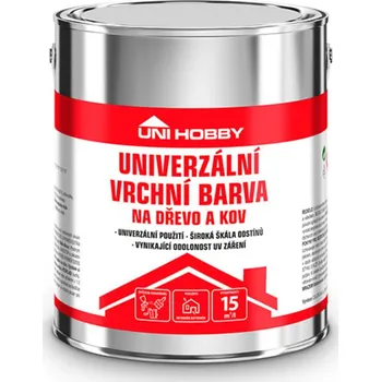 univerzální barva UNI HOBBY Barva vrchní univerzální na dřevo a kov,S/1010 šedá pastelová 2,5 L