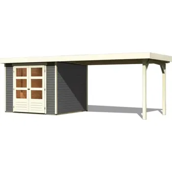 Zahradní domek Dřevěný domek KARIBU ASKOLA 3,5 + přístavek 280 cm (9148) terragrau LG3190