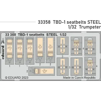Plastikový model Eduard 1/32 TBD-1 seatbelts STEEL (TRUMPETER)