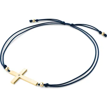 Náramek Dámský náramek přírodní diamant 0.006 ct G/SI šňůrkový kříž 10947-NRS-MOD-ZL-DIA délka 20 cm