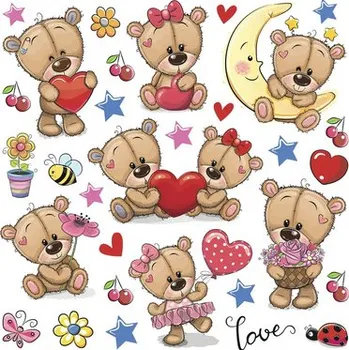 Samolepící dekorace Dětská samolepka na zeď Medvídky 31x31 cm