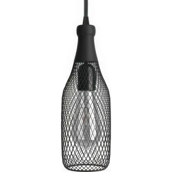 creative cables Závěsná lampa s textilním kabelem, stínidlovým rámem magnum a kovovými detaily Barva: Černá