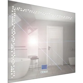 Zrcadlo A-Interiéry Zrcadlo s LED osvětlením Nika LED 7/60 TS-MW s dotykovým vypínačem a hodinami