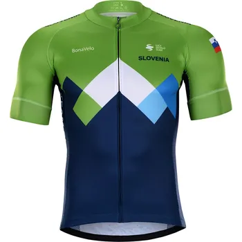cyklistický dres BONAVELO Cyklistický dres s krátkým rukávem - SLOVENIA - zelená/modrá 2XL