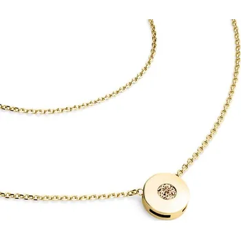 Módní doplněk Dámský náhrdelník žluté zlato 585/1000 přírodní diamant 0.055 ct s Champagne briliantem 10911-NH01-ZL-Champ délka 40 cm