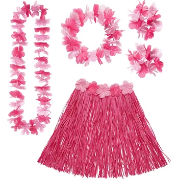 Karnevalový doplněk Sada - Havaj - růžová sukně, čelenka, náhrdelník a náramky