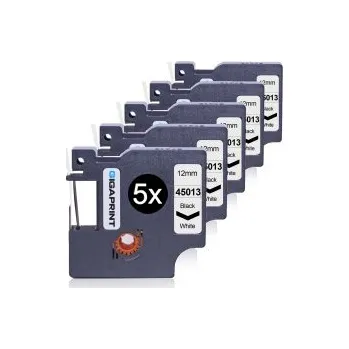 Pásek do tiskárny Gigaprint za 5 ks pásek DYMO 45013 D1 12mm černý tisk/bílý podklad - kompatibilní sada