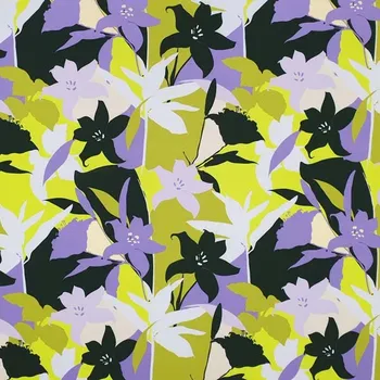 Šatovka N6439, limetkovo-fialový vzor, š.140