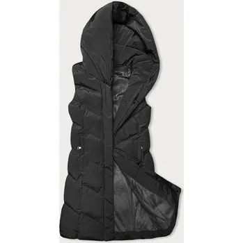 Dámská vesta Černá dámská vesta se stojáčkem a kapucí (23-011) odstíny černé L (40)