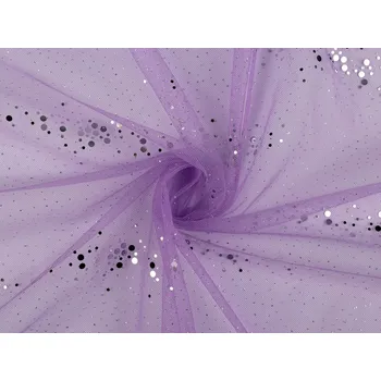 Tyl s flitry, barva 4 fialová lila stříbrná