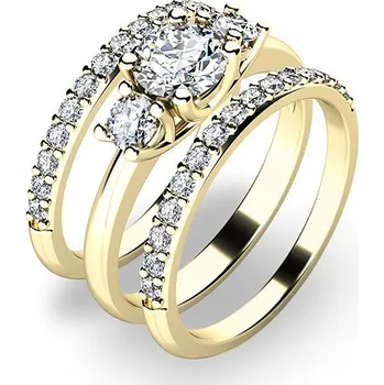 Prsten Zásnubní prsten žluté zlato 585/1000 zirkon set zásnubních 10803-SET02-ZZ velikost 55