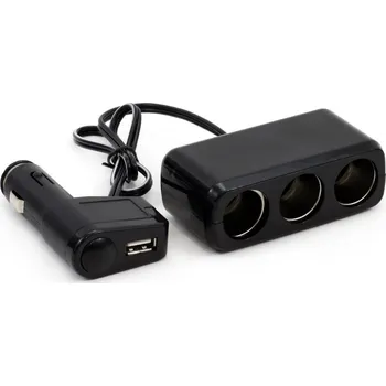 Roztrojka autozapalovače + USB 12/24V