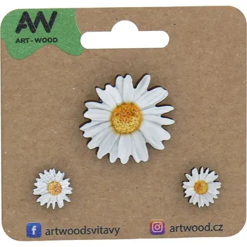 Brož art-wood.cz Dřevěná brož + náušnice - Kopretina 2