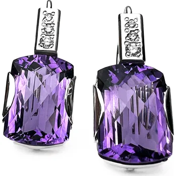 Náušnice Stuchlík zlaté náušnice s ametysty a diamanty 027237