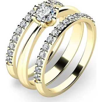 Prsten Zásnubní prsten žluté zlato 585/1000 zirkon set 10819-SET02-ZZ velikost 47