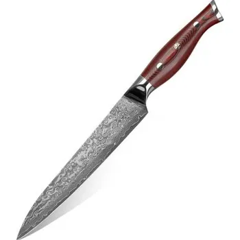 Kuchyňský nůž KnifeBoss plátkovací damaškový nůž Slicing 8" (200 mm) Black & Red VG-10
