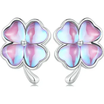 Náušnice For Silver Náušnice skleněný Čtyřlístek - Stříbro 925