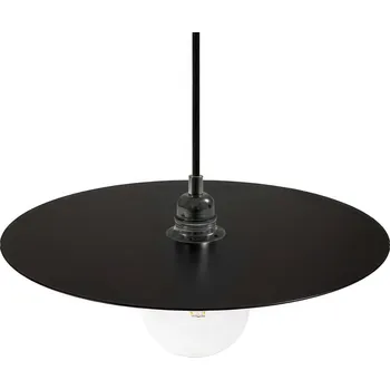 creative cables Závěsná lampa s textilním kabelem, kovovými detaily s velkým kruhovým stínidlem Barva: Černá