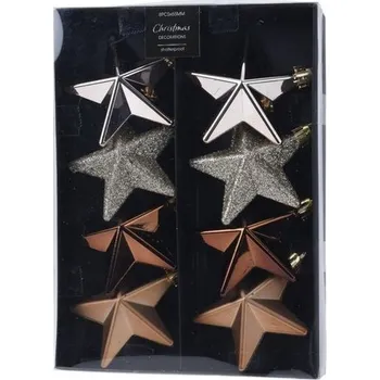 Vánoční dekorace dekorace ván. 6,5cm Hvězda- 8ks, 4dekor