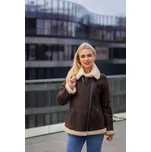 Dámská hnědá kožešinová pilotka oversize. Kožich, dubeňák PETRA Velikost S