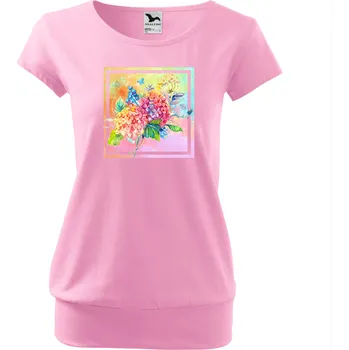 Tričko City Malfini - s motivem "Květinové plátno", NakupTextil Barva: 30-růžová, Velikost: S