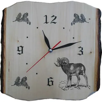Hodiny Dřevo Novák Hodiny deska s kůrou muflon 30x30 cm. barva lípa