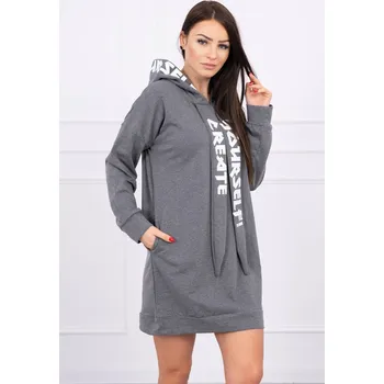 Dámské šaty Oversize šaty s kapucí v grafitové barvě UNI