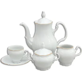 Stolování Thun 1794 Bernadotte, kávová souprava, zlatý proužek, bílá, Thun