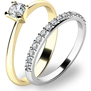 Šperk Zásnubní prsten zlato mix 585/1000 zirkon set v kombinaci žlutého 10820-SET01-ZB velikost 50