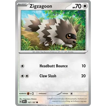 Karetní hra Zigzagoon 167/197 - Obsidian Flames Typ karty: Non-Holo