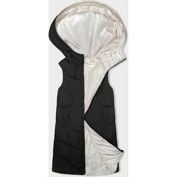 Dámská vesta Černo-ecru dlouhá dámská oboustranná vesta (V771) odstíny černé L (40)