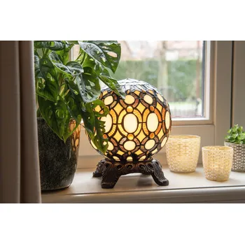 Lampička Stolní lampa Tiffany ve tvaru koule Gulia - Ø 20*25 cm E14/max 1*25W