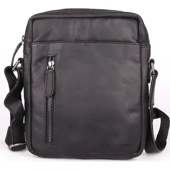 Středně velká černá kožená crossbody taška GreenWood no. 1049