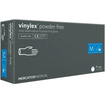 Vyšetřovací rukavice MERCATOR MEDICAL Vinylové rukavice bez pudru, transparentní, nesterilní, 100ks Velikost: M