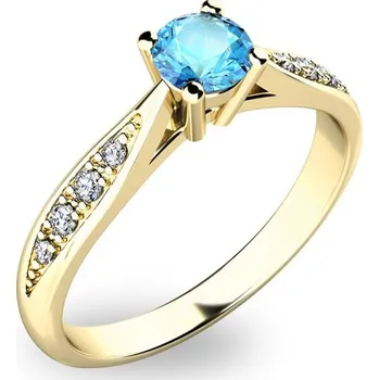 Prsten Dámský prsten žluté zlato 585/1000 přírodní diamant 0.250 ct G/SI a topaz - Swiss Blue 10745Z-TPZ velikost 58
