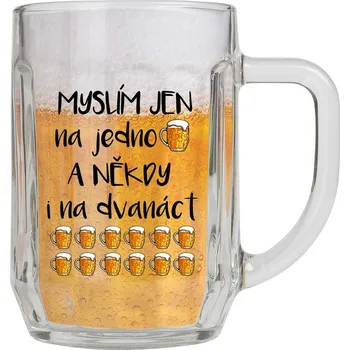 Sklenice Dárkový půllitr krýgl - Myslím jen na jedno