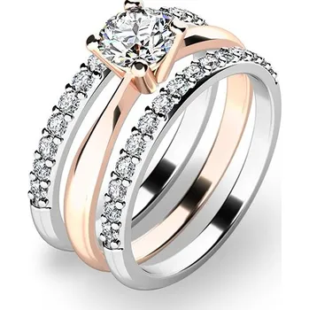 Prsten Zásnubní prsten zlato mix 585/1000 zirkon set tří zásnubních 10770-SET02-RB velikost 64