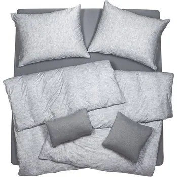 Povlečení SCANquilt povlečení JERSEY melange šedá 140 x 200/70 x 90 cm