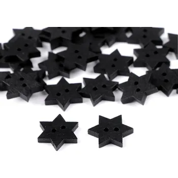 Knoflík Dřevěný dekorační knoflík hvězda, barva 9 černá