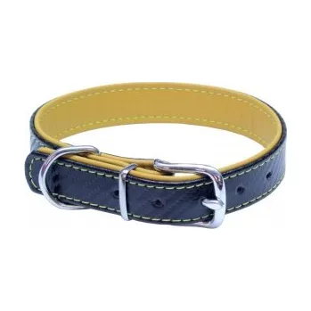 Obojek pro psa Kožený obojek CARBON 66 cm × 32 mm žlutá