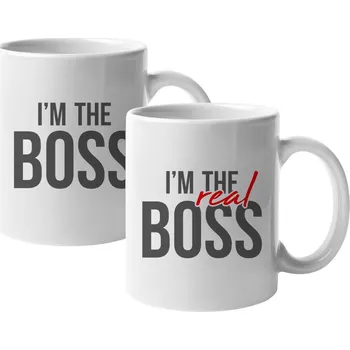 Žertovný předmět I'm the boss - I'm the real boss - Keramický hrnek s potiskem