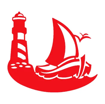 Polep vozidla SAMOLEPKA Plachetnice 005 pravá s majákem na moři (10 - červená) NA AUTO, NÁLEPKA, FÓLIE, POLEP, TUNING, VLASTNÍ TEXT, TISK, AUTOSAMOLEPKY.cz, POLEPY, OBRÁZEK, LOGO, SAMOLEPKY
