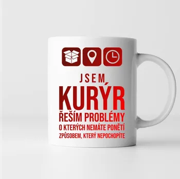 Žertovný předmět Jsem kurýr - řeším problémy - hrnek