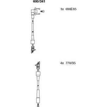 Zapalovací kabel Sada kabelů pro zapalování, , 7700749521, BREMI, 600/341