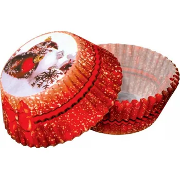 Krabice na pečivo ALVARAK GROUP a.s. Cukrářské košíčky - vánoční - červené ozdoby - 50ks